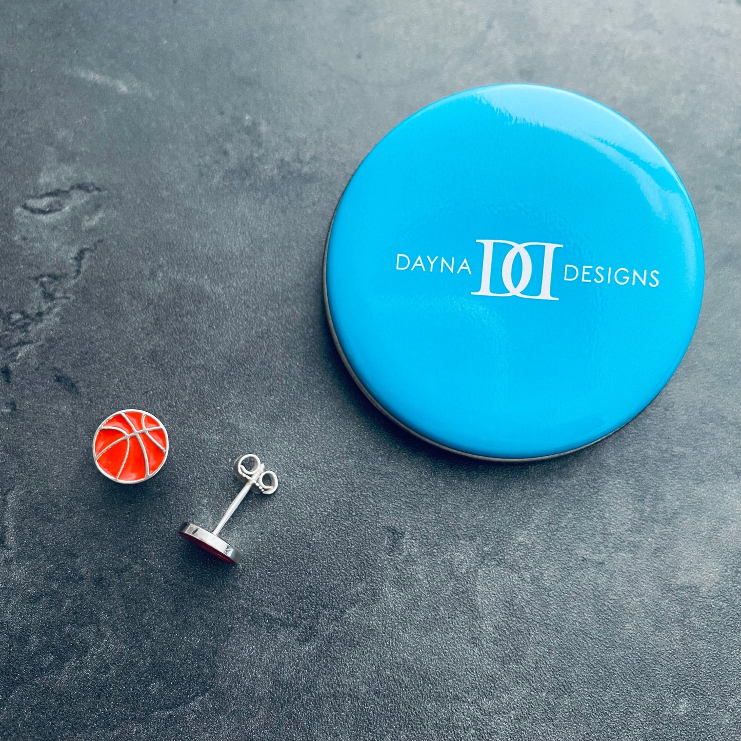 Basketball Stud Earrings - Silver