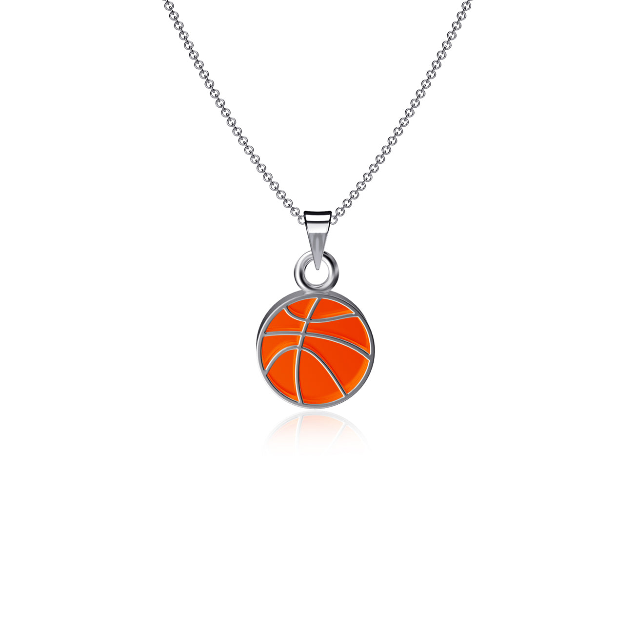 Basketball Silver Pendant Necklace - Silver