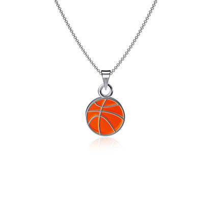 Basketball Silver Pendant Necklace - Silver