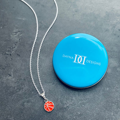 Basketball Silver Pendant Necklace - Silver