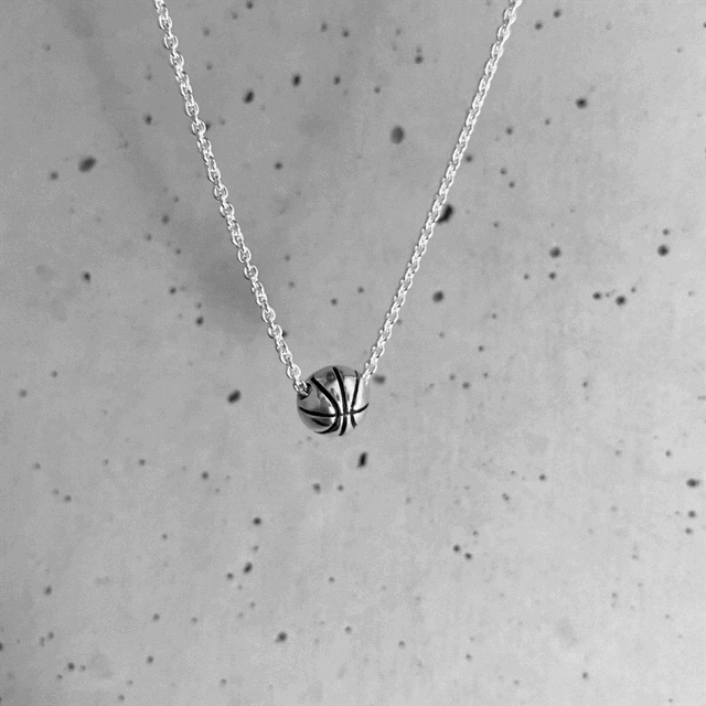 Basketball Pendant Necklace - Silver