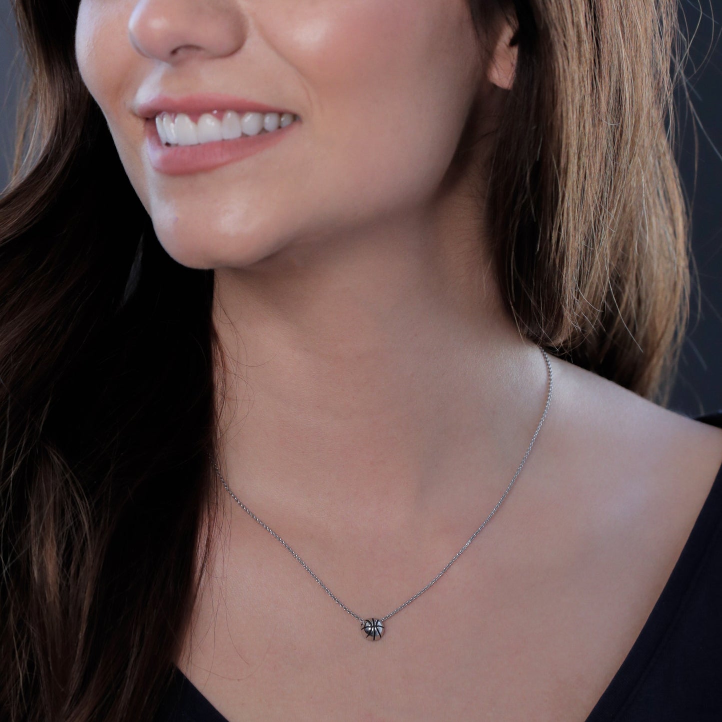Basketball Pendant Necklace - Silver