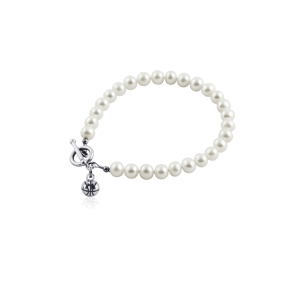 Basketball Pearl Bracelet - Silver