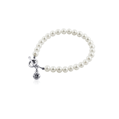 Basketball Pearl Bracelet - Silver