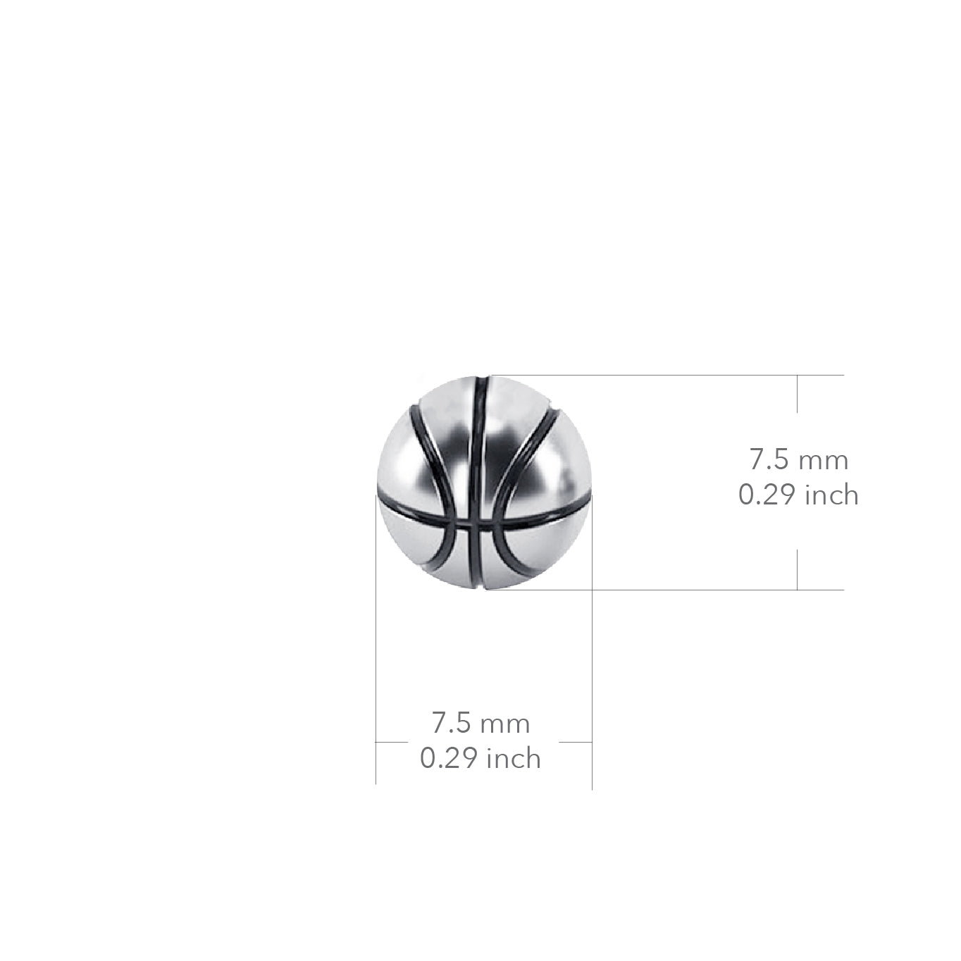 Basketball Stud Earrings - Silver