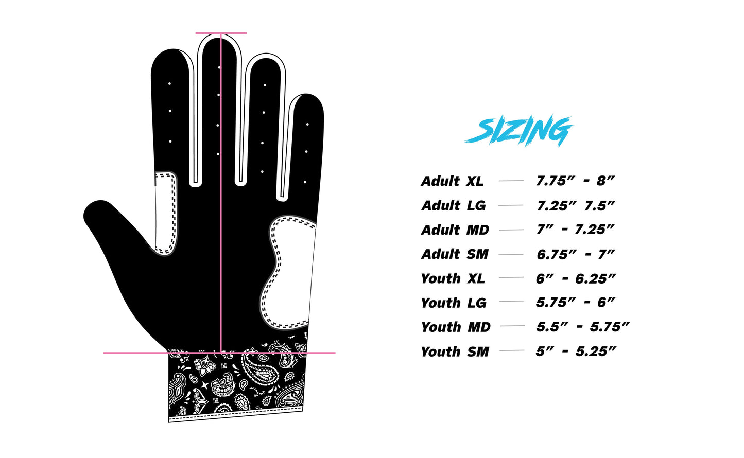 RAD Batting Gloves - Bandana (Black/White)
