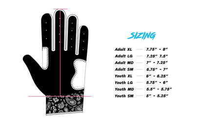 RAD Batting Gloves - Bandana (Black/White)