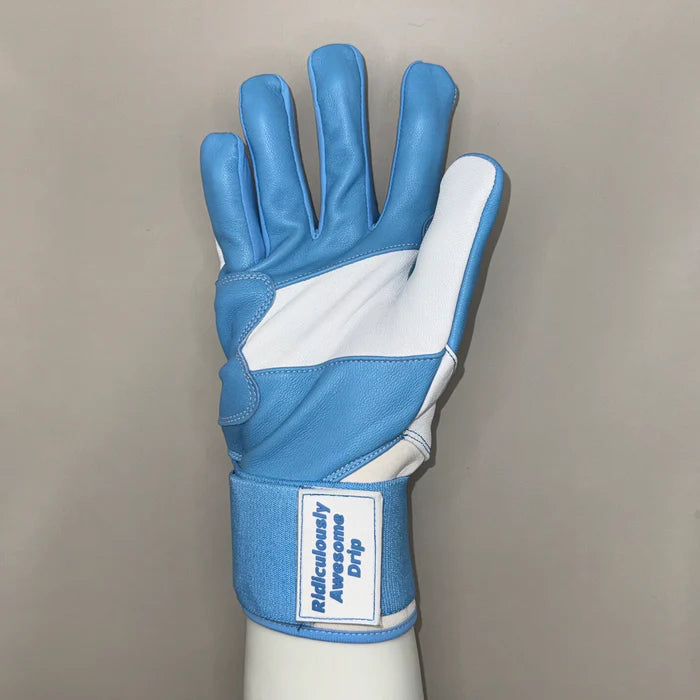 Ridiculously Awesome Drip Batting Gloves - Sky High Blue & Whites