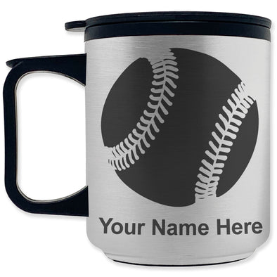 Coffee Travel Mug, Baseball Ball, Personalized Engraving Included
