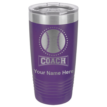 20oz Vacuum Insulated Tumbler Mug, Baseball Coach, Personalized Engraving Included