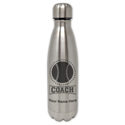 LaserGram Single Wall Water Bottle, Baseball Coach, Personalized Engraving Included