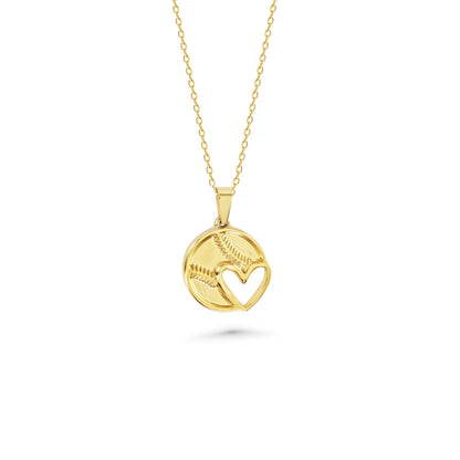 Softball Heart Necklace