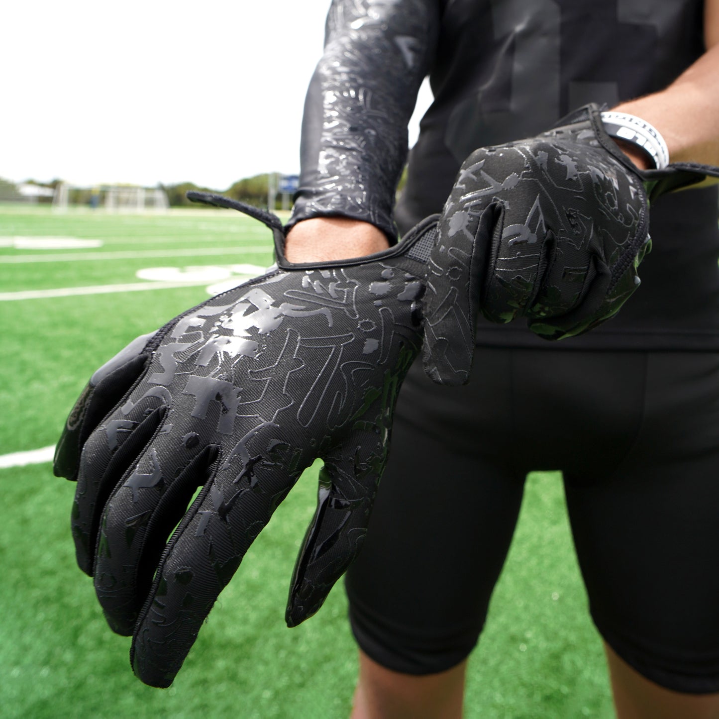 Black Sticky Football Receiver Gloves