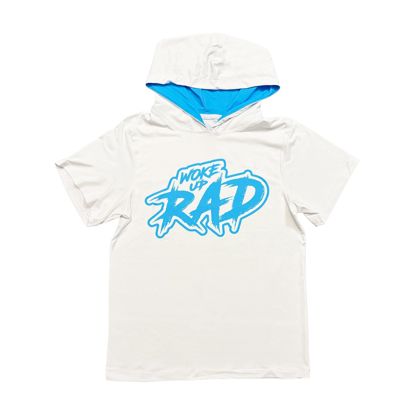 Woke Up RAD - Premium Short Sleeve Hooded Tee (Blue/White)