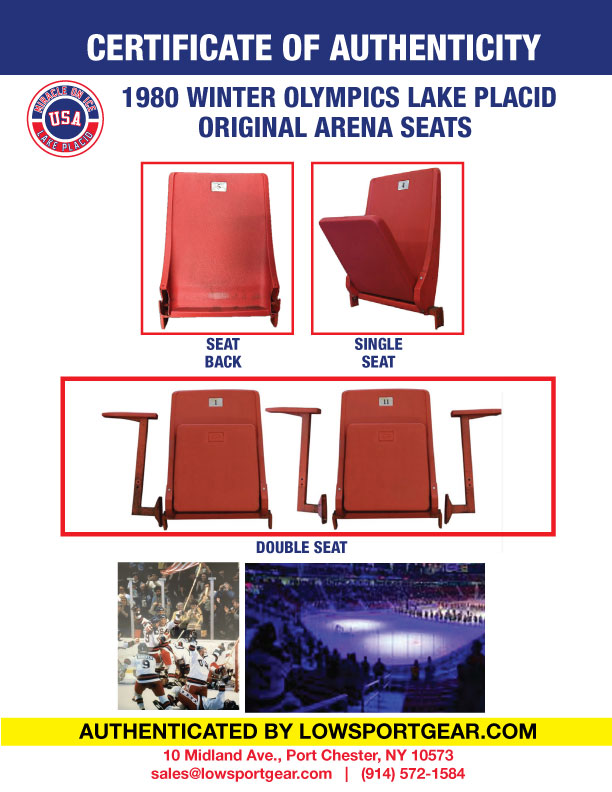 1980 Winter Olympics Lake Placid Miracle on Ice Arena  Original Seat Back