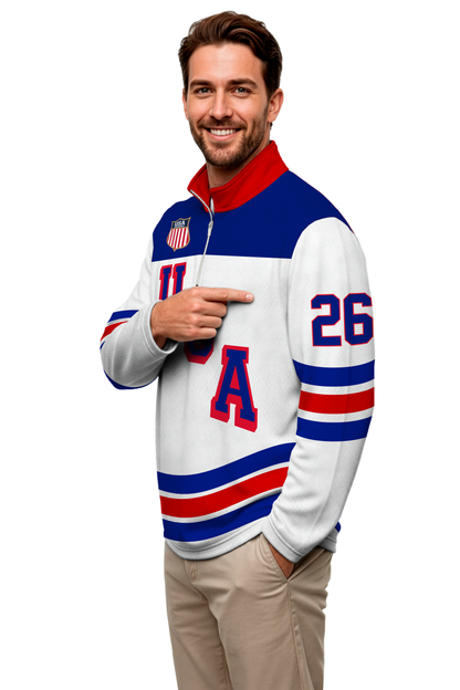 USA Hockey 2026 Replica Lightweight White 1/4 Zip Pullover- Some sizes will ship by 02/28/26
