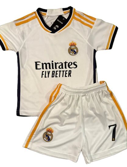 Vini Jr Kids Jersey White/Gold Real Madrid Youth and Toddler Sizes