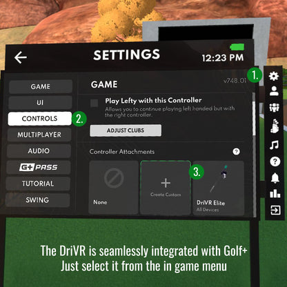 DriVR Elite Chrome - Stepped Steel Weighted Golf Club  - Compatible with Quest 2, 3/3s, and Pro