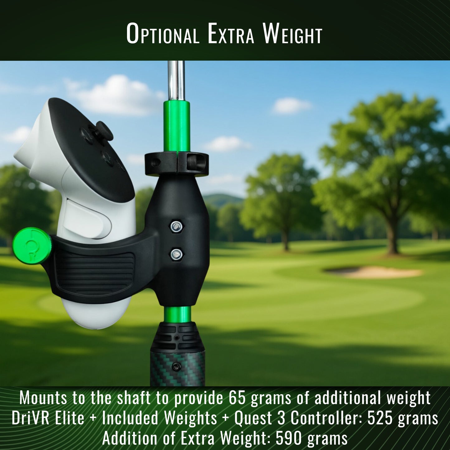 DriVR Elite Chrome - Stepped Steel Weighted Golf Club  - Compatible with Quest 2, 3/3s, and Pro