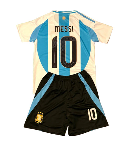 Kids Messi Jersey Kit - Argentina Black Shorts Version Soccer Jersey Set