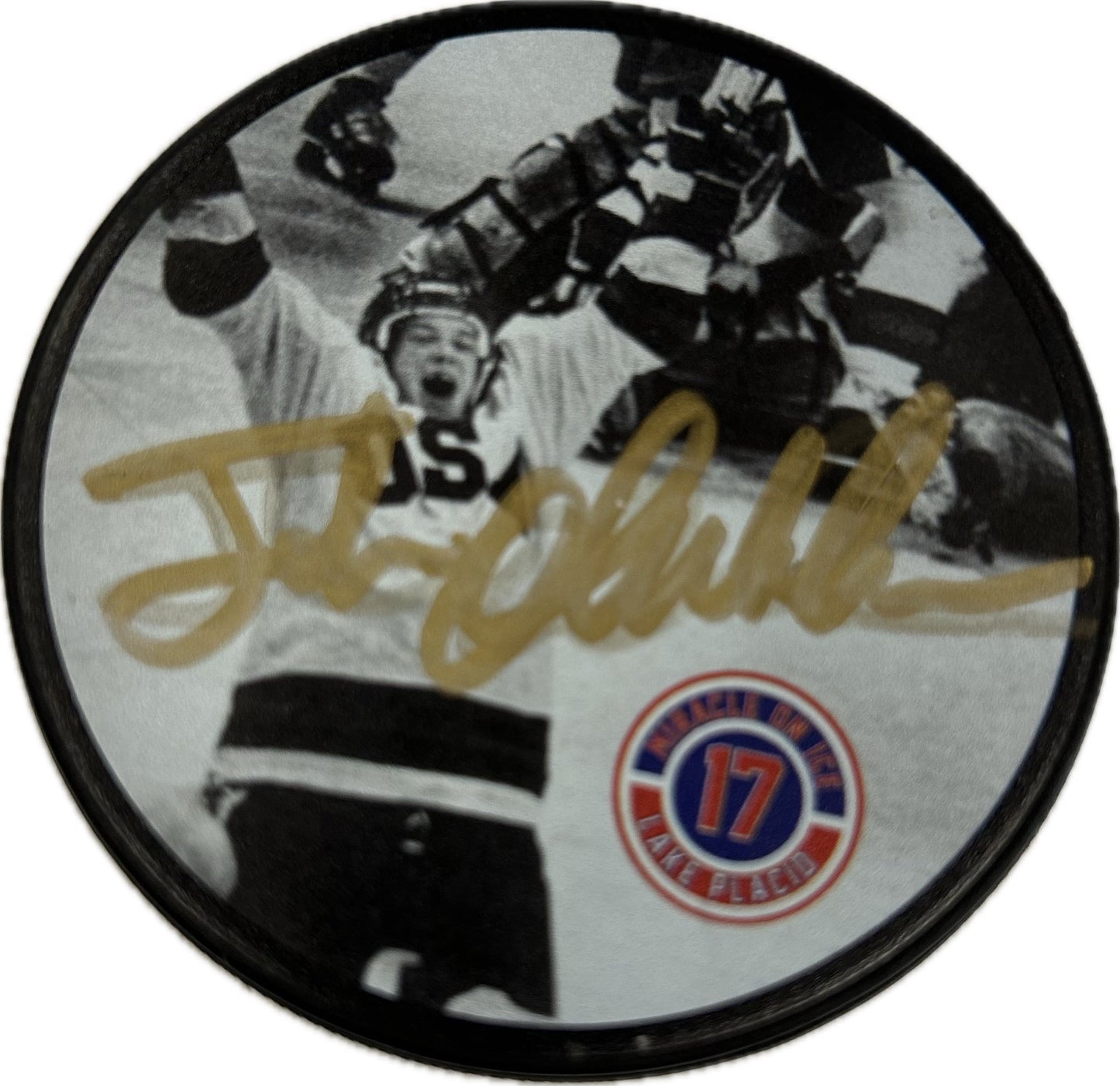 Jack O'Callahan  Miracle On Ice Celebration Hockey Puck Hand Signed