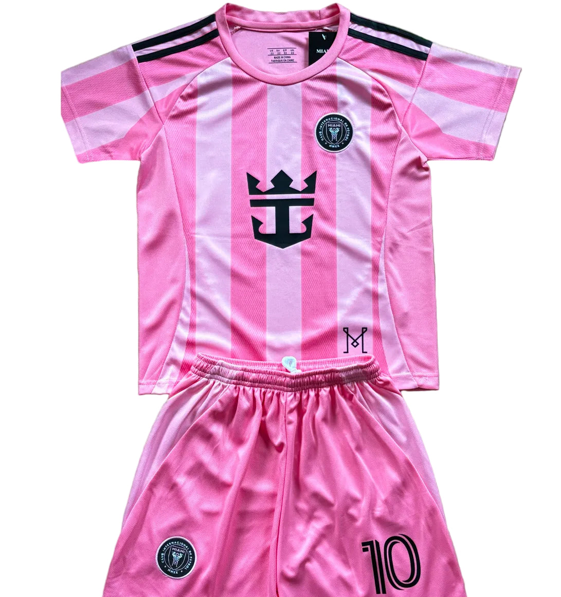 New Pink Lionel Messi Home Kids Soccer Jersey Pink Set of 2 | Toddler & Youth