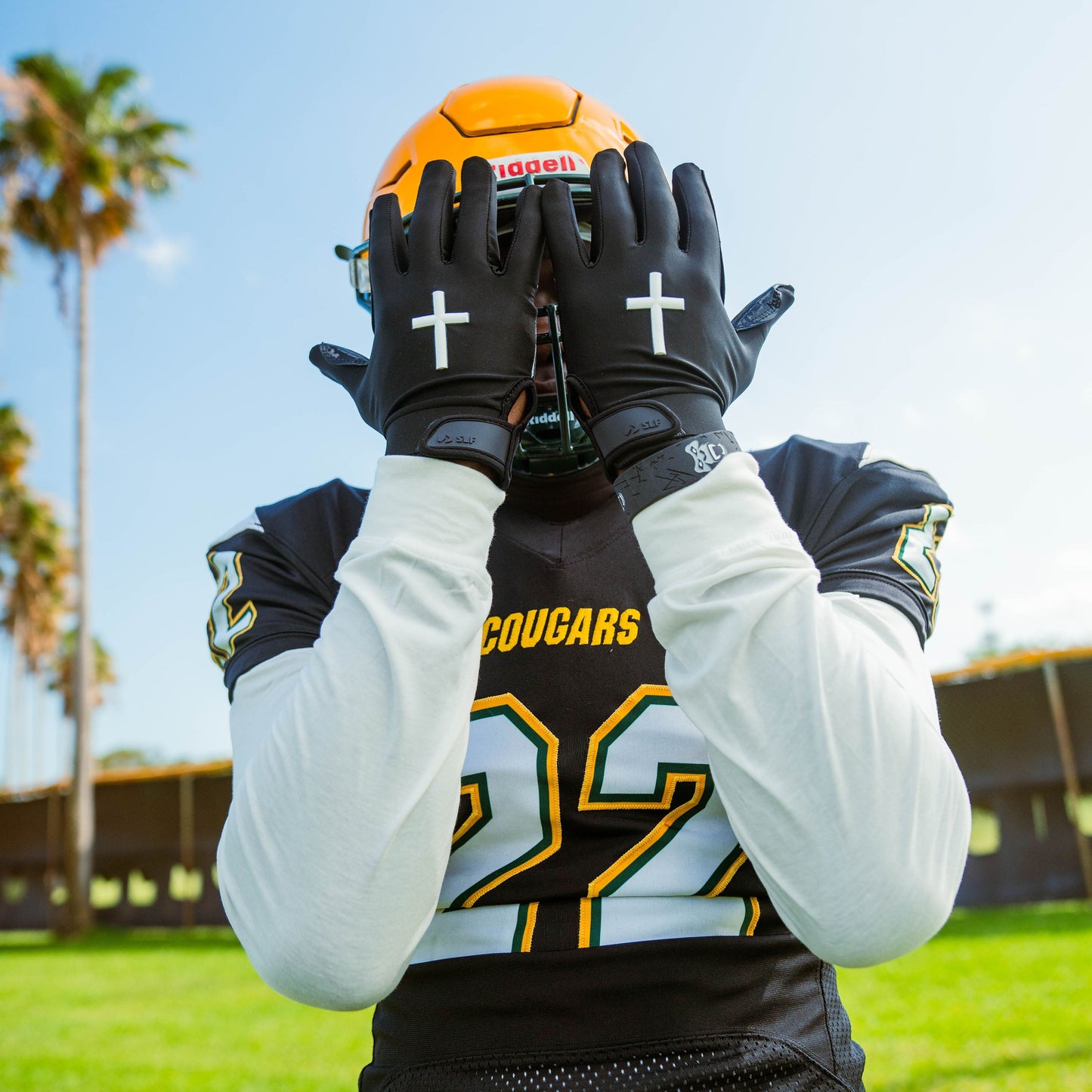 Faith Cross Sticky Football Receiver Gloves