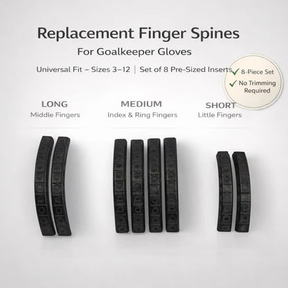 Replacement Finger Spines for Goalkeeper Gloves – Set of 8 Fingersaves (Sizes 3 to 12)