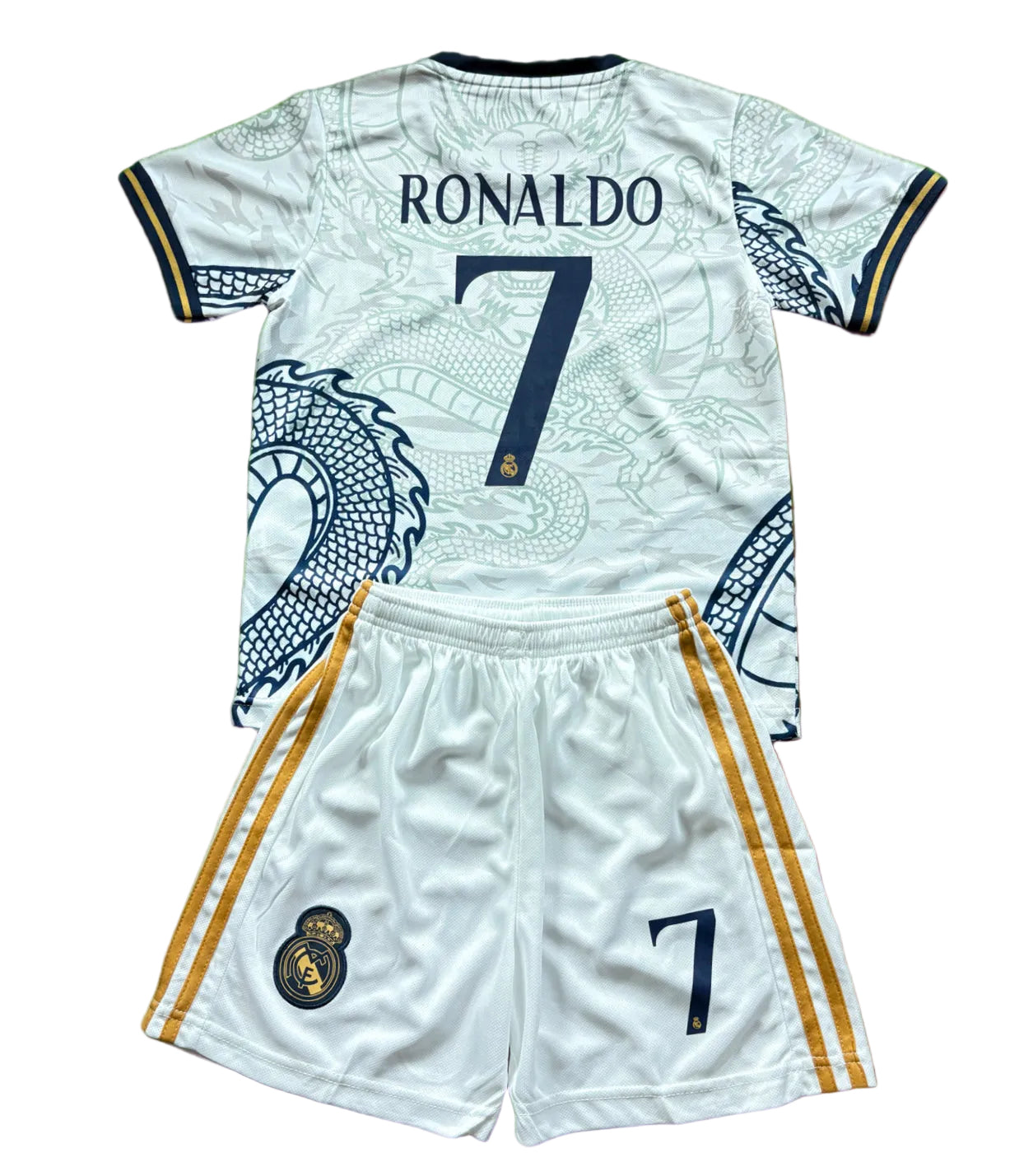 Ronaldo White Dragon Home Edition Kids Soccer Jersey Kit
