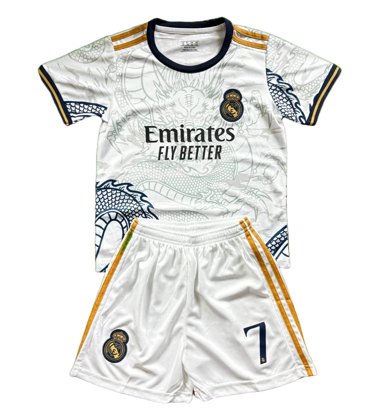 Ronaldo White Dragon Home Edition Kids Soccer Jersey Kit