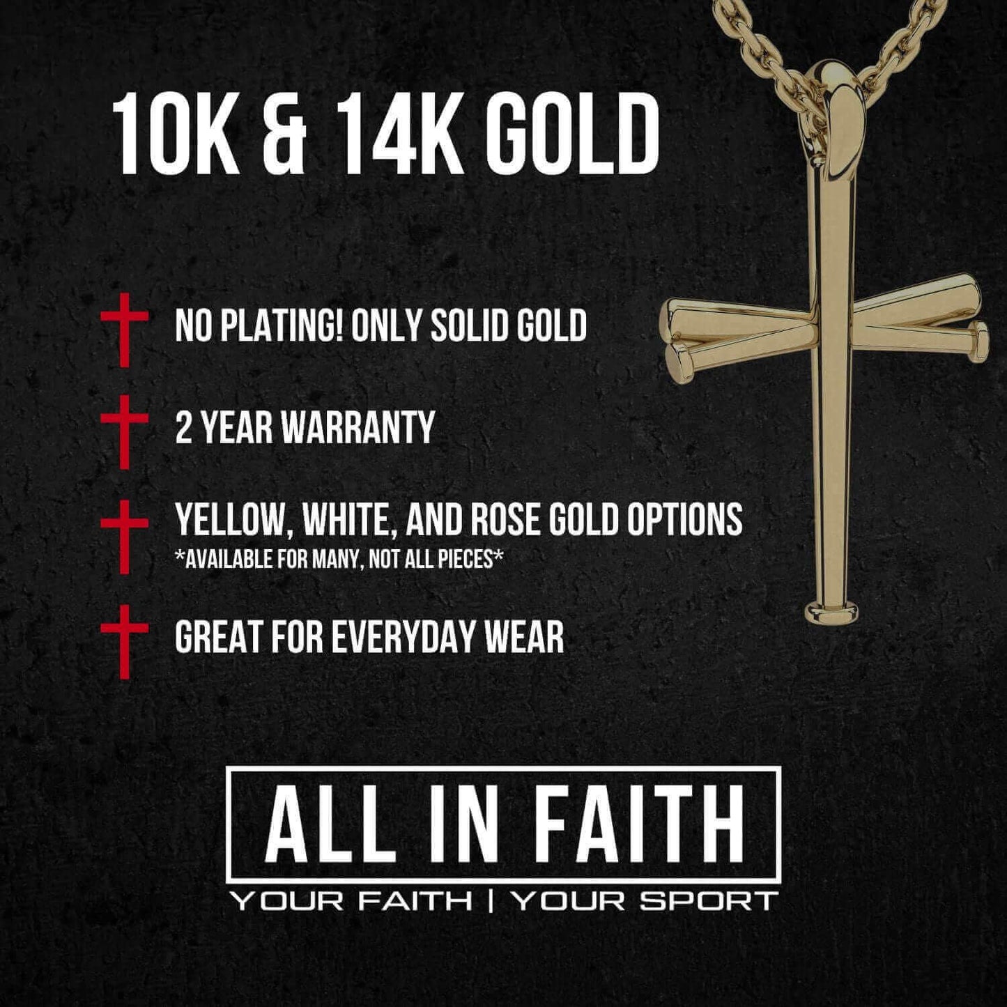 Color Grip Baseball Bat Cross Necklace