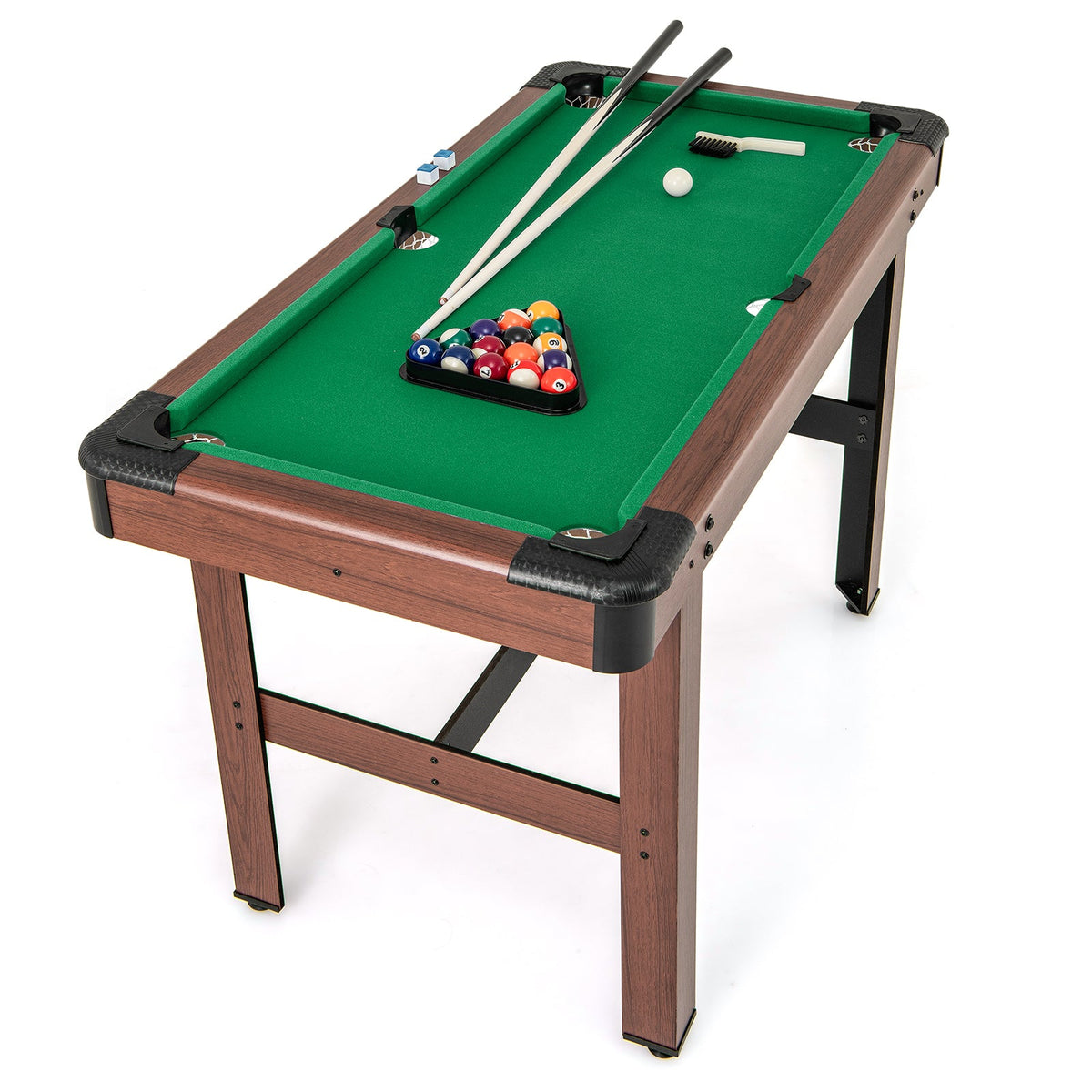 48 Inch Pool Wooden Game Table with Full Set of Ballsfor Kids and Adults