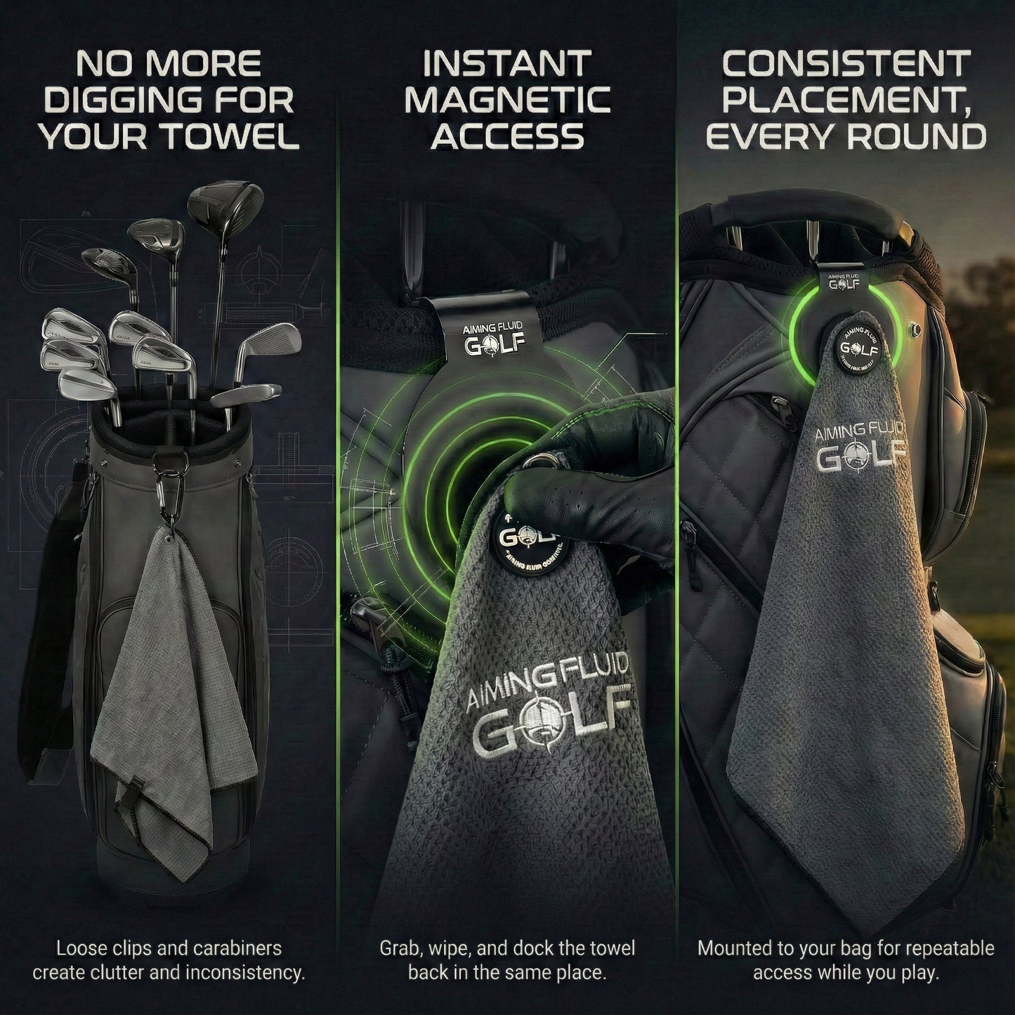 The 40 Magnetic Golf Towel + Landing Pad System