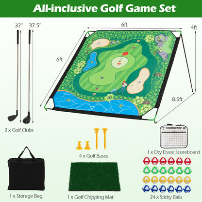 Golf Chipping Practice Net 71x71 Inch with Clubs and Balls