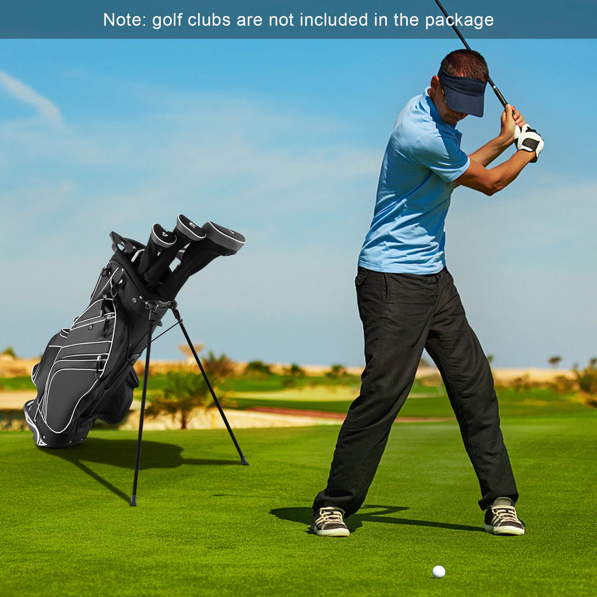 Golf Stand Cart Bag with 6-Way Divider Carry Pockets