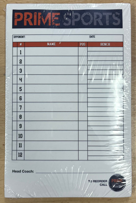Prime Sports Baseball/Softball Line-Up Cards