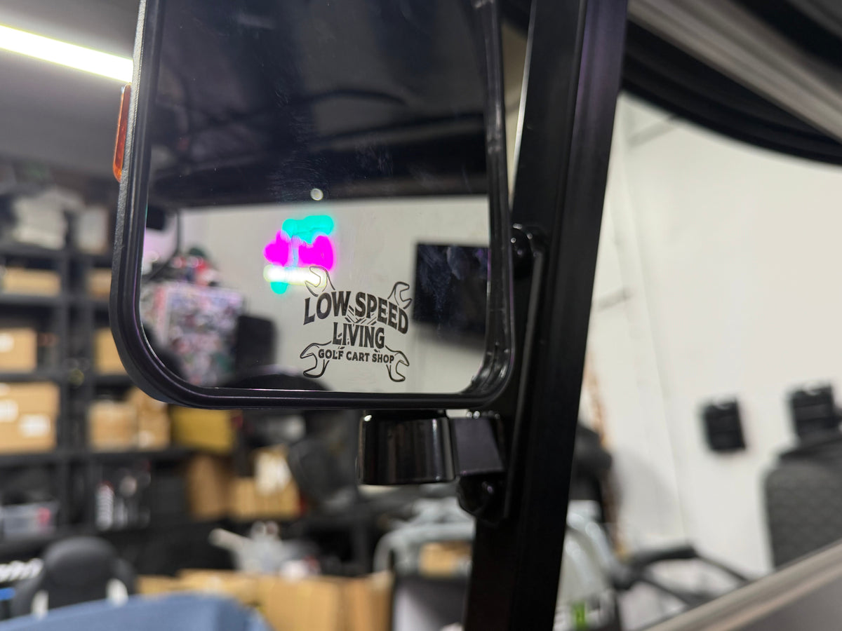 Low Speed Living Golf Cart LED Side View Mirror Set w/ Integrated Turn Signals - Metal Brackets