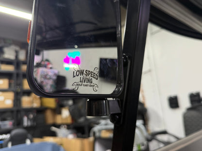 Low Speed Living Golf Cart LED Side View Mirror Set w/ Integrated Turn Signals - Metal Brackets