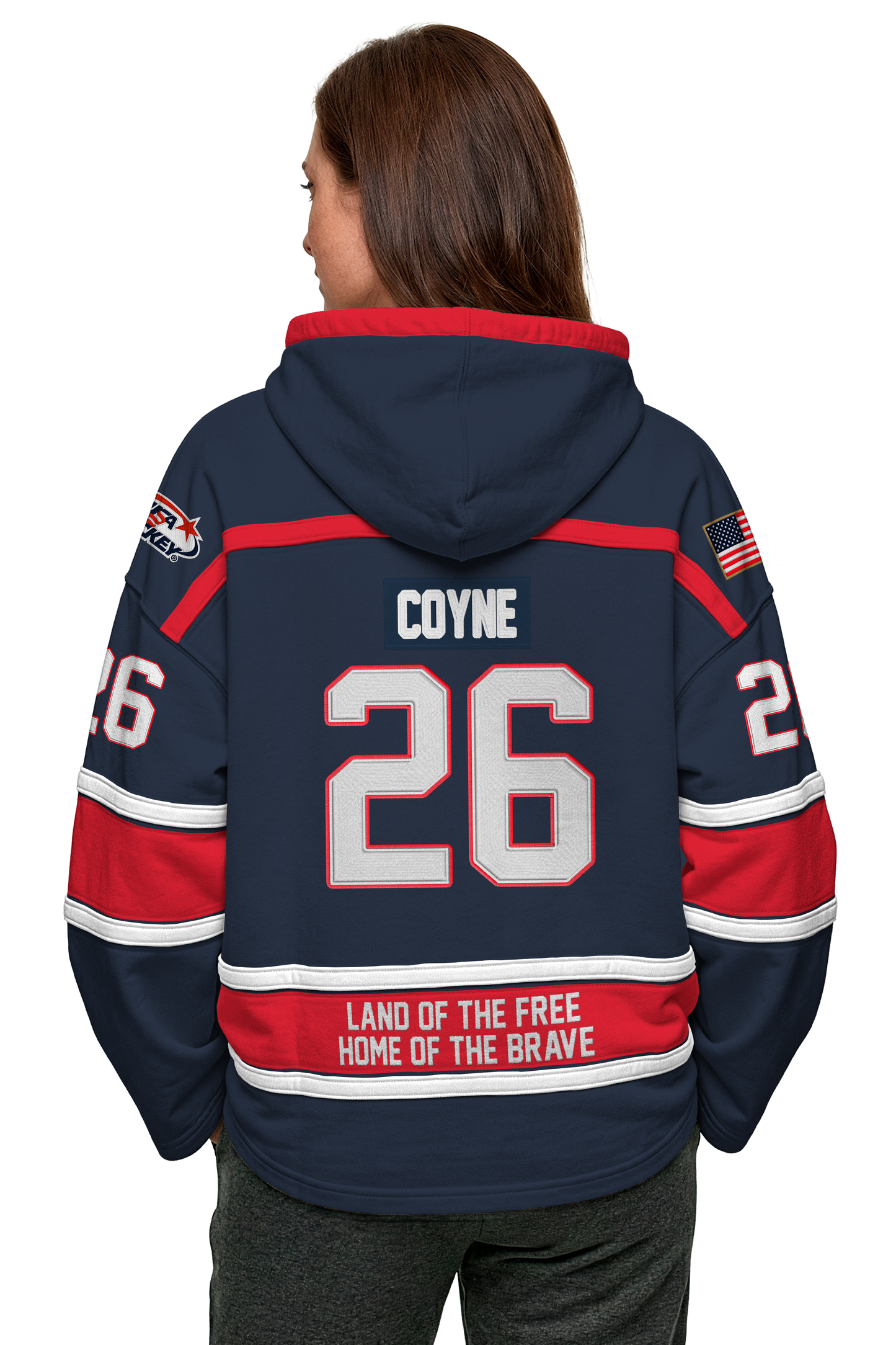 Kendall Coyne USA Hockey Embroidered Navy Lace Cotton Hoodie