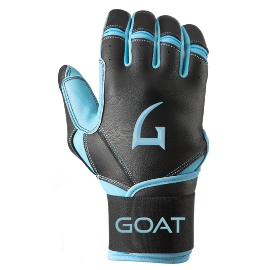 Origin Series Long Cuff Black and Electric Blue Batting Gloves