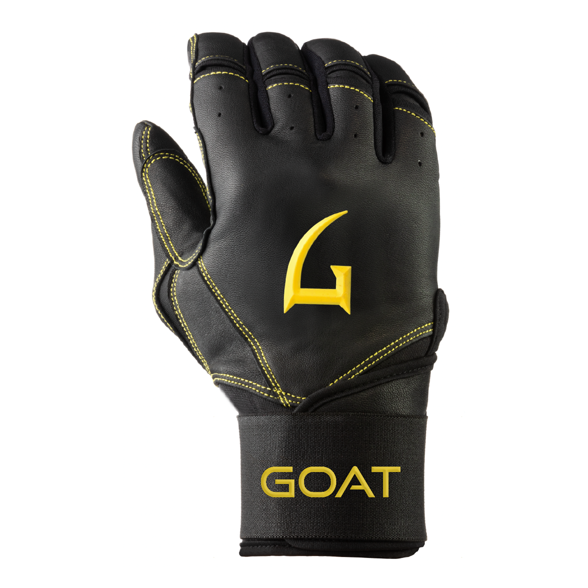 Legacy Series Long Cuff Black and Yellow Batting Gloves