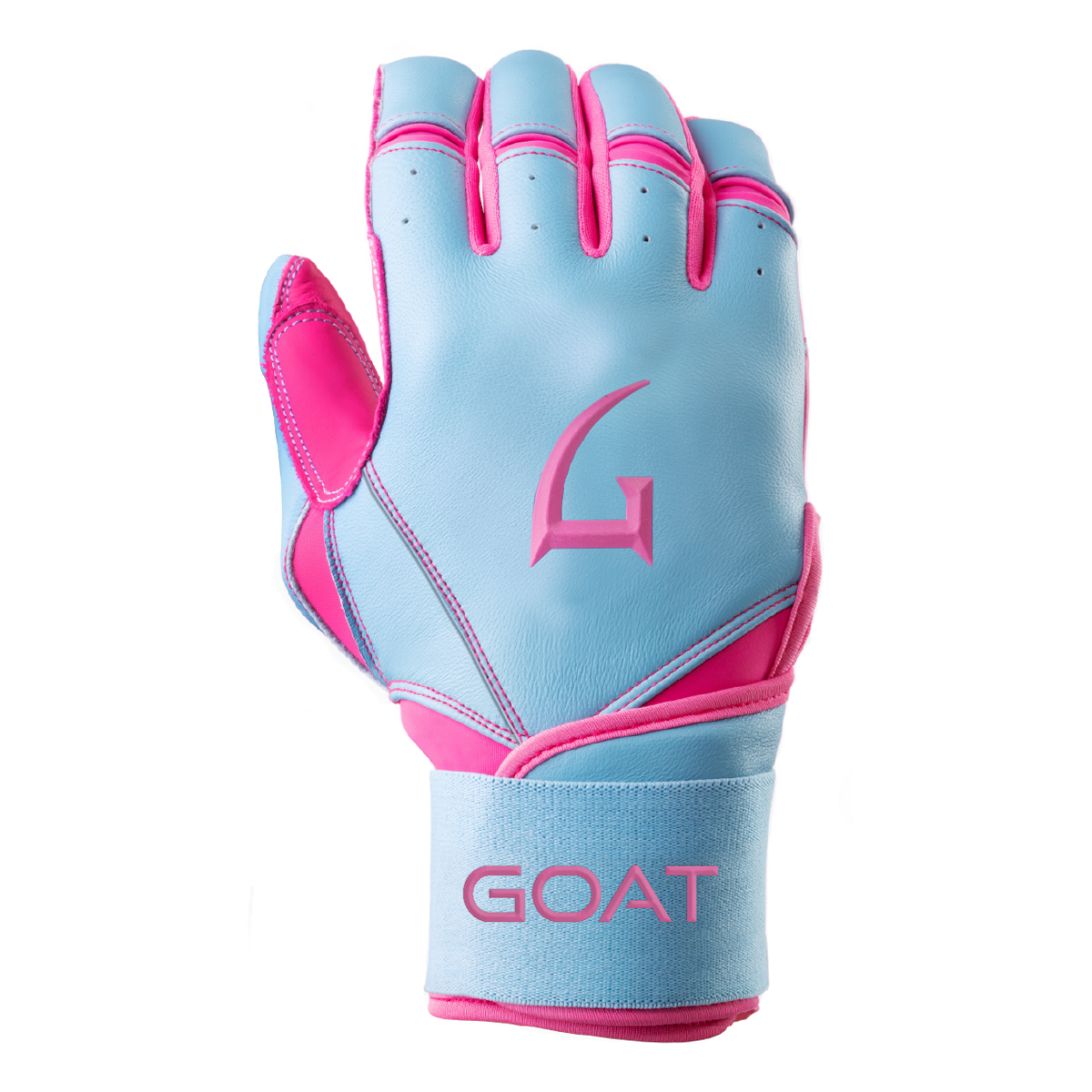 Legacy Series Long Cuff Electric Blue and Pink Batting Gloves