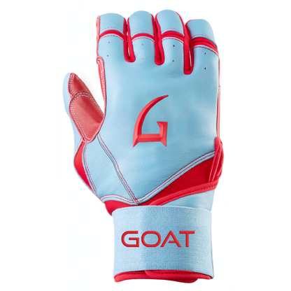 Legacy Series Long Cuff Electric Blue and Red Batting Gloves