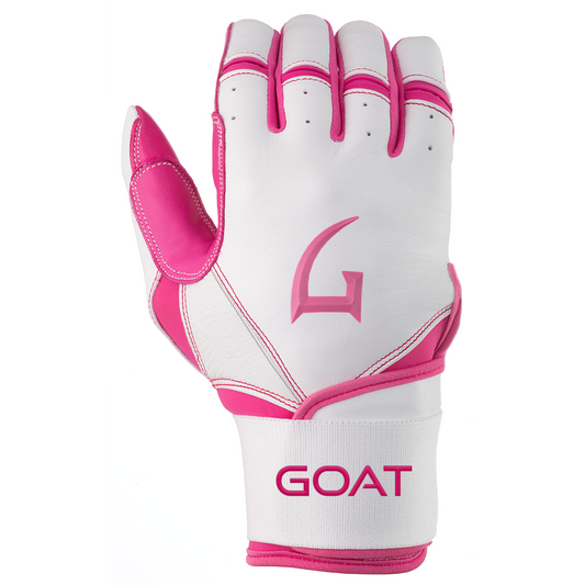 Origin Series Long Cuff White and Pink Batting Gloves