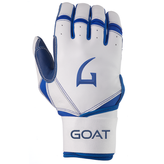 Origin Series Long Cuff White & Royal Blue Batting Gloves