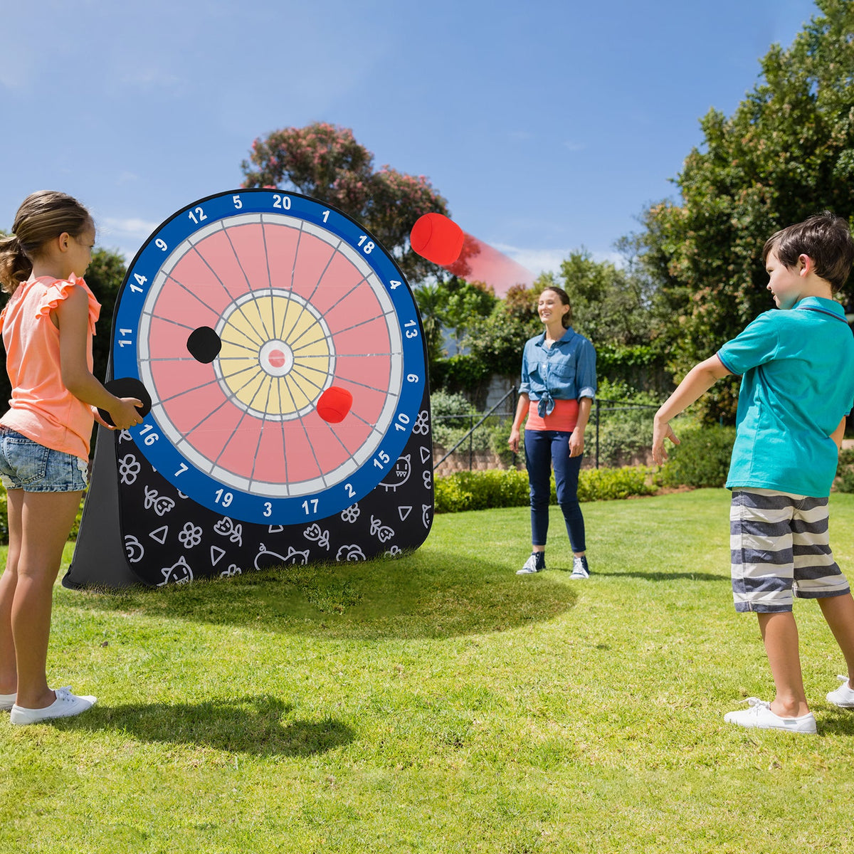 Large Dart Board for Kids with 4 Kick Balls