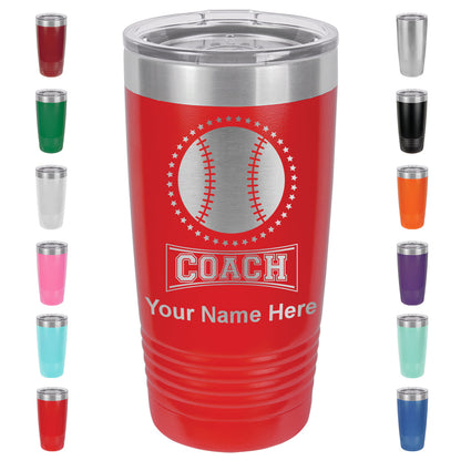 20oz Vacuum Insulated Tumbler Mug, Baseball Coach, Personalized Engraving Included