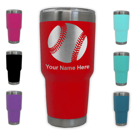 LaserGram 30oz Tumbler Mug, Baseball Ball, Personalized Engraving Included