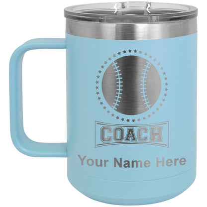 15oz Vacuum Insulated Coffee Mug, Baseball Coach, Personalized Engraving Included