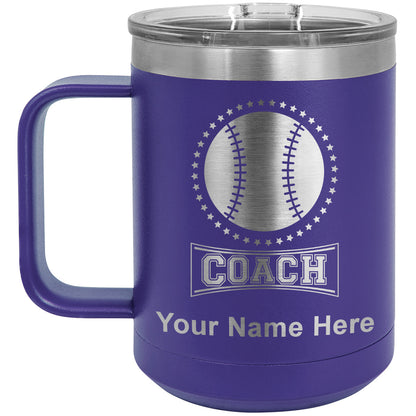 15oz Vacuum Insulated Coffee Mug, Baseball Coach, Personalized Engraving Included